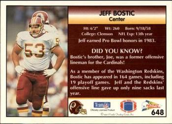 1992 Pacific #648 Jeff Bostic Back