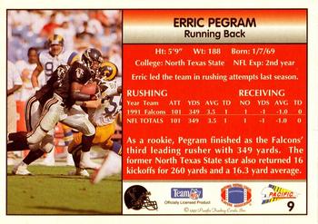1992 Pacific #9 Erric Pegram Back