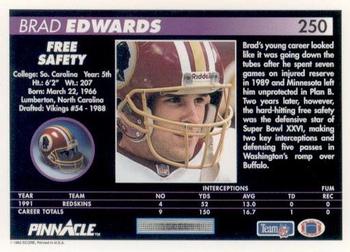 1992 Pinnacle #250 Brad Edwards Back