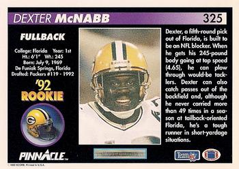 1992 Pinnacle #325 Dexter McNabb Back
