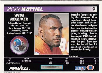 1992 Pinnacle #9 Ricky Nattiel Back