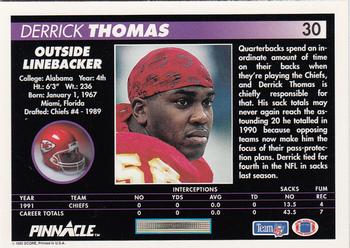 1992 Pinnacle #30 Derrick Thomas Back