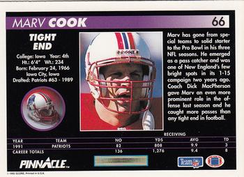 1992 Pinnacle #66 Marv Cook Back