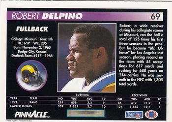 1992 Pinnacle #69 Robert Delpino Back