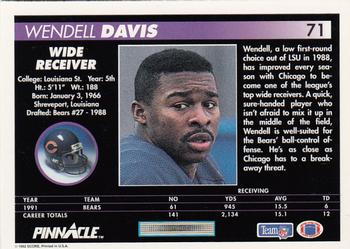 1992 Pinnacle #71 Wendell Davis Back