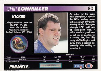 1992 Pinnacle #80 Chip Lohmiller Back