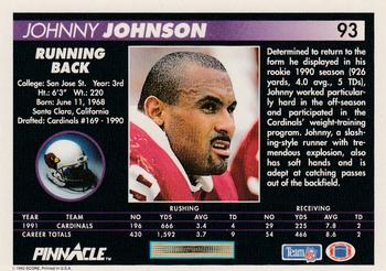 1992 Pinnacle #93 Johnny Johnson Back
