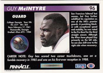 1992 Pinnacle #96 Guy McIntyre Back