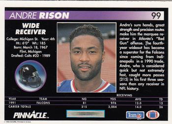 1992 Pinnacle #99 Andre Rison Back