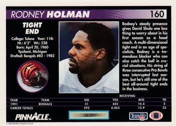 1992 Pinnacle #160 Rodney Holman Back