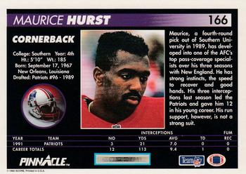 1992 Pinnacle #166 Maurice Hurst Back