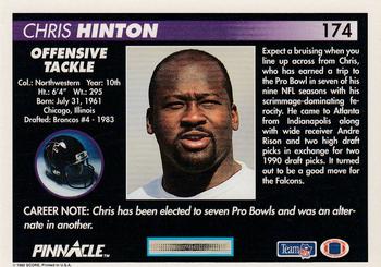 1992 Pinnacle #174 Chris Hinton Back