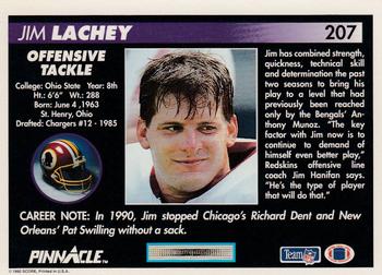 1992 Pinnacle #207 Jim Lachey Back