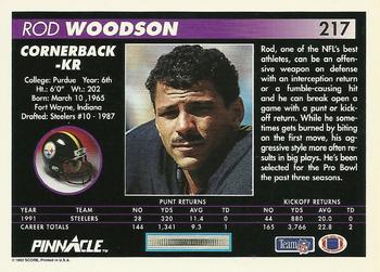 1992 Pinnacle #217 Rod Woodson Back