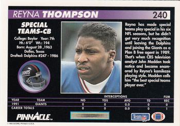 1992 Pinnacle #240 Reyna Thompson Back