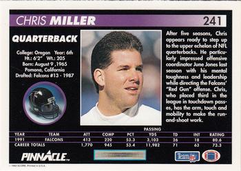 1992 Pinnacle #241 Chris Miller Back