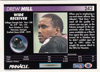 1992 Pinnacle #242 Drew Hill Back