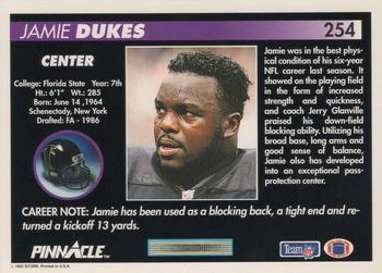 1992 Pinnacle #254 Jamie Dukes Back