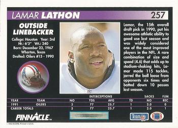 1992 Pinnacle #257 Lamar Lathon Back