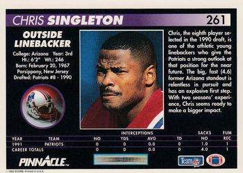 1992 Pinnacle #261 Chris Singleton Back