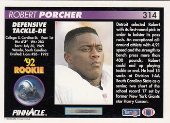 1992 Pinnacle #314 Robert Porcher Back