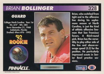 1992 Pinnacle #328 Brian Bollinger Back