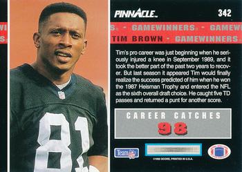1992 Pinnacle #342 Tim Brown Back