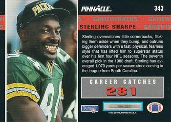 1992 Pinnacle #343 Sterling Sharpe Back