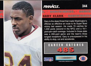 1992 Pinnacle #344 Gary Clark Back