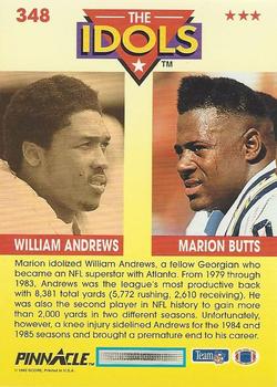 1992 Pinnacle #348 Marion Butts / William Andrews Back