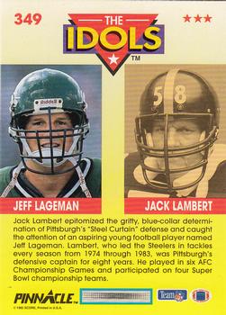 1992 Pinnacle #349 Jeff Lageman / Jack Lambert Back