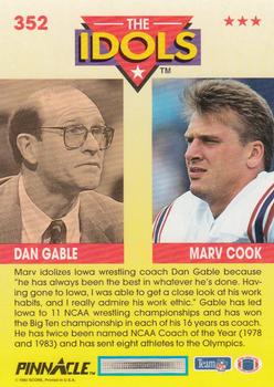 1992 Pinnacle #352 Marv Cook / Dan Gable Back