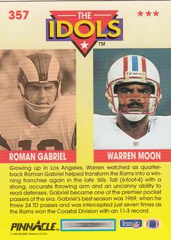 1992 Pinnacle #357 Warren Moon / Roman Gabriel Back