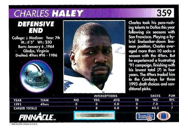 1992 Pinnacle #359 Charles Haley Back