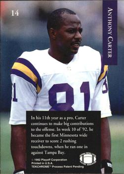 1992 Playoff #14 Anthony Carter Back