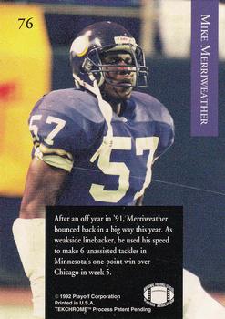 1992 Playoff #76 Mike Merriweather Back