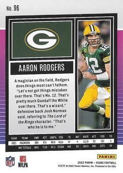 2022 Score - Gold #96 Aaron Rodgers Back
