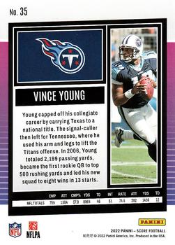 2022 Score - Purple #35 Vince Young Back