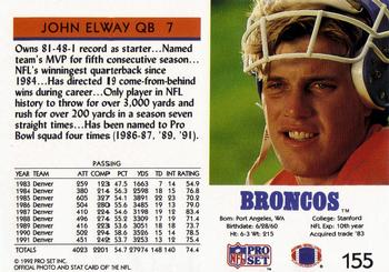 1992 Pro Set #155 John Elway Back