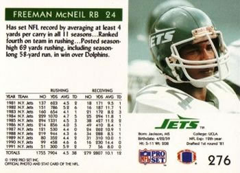 1992 Pro Set #276 Freeman McNeil Back