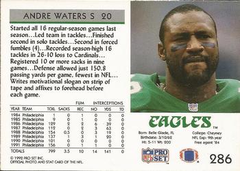 1992 Pro Set #286 Andre Waters Back