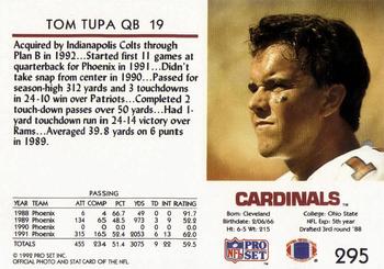 1992 Pro Set #295 Tom Tupa Back