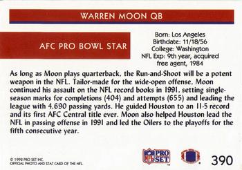 1992 Pro Set #390 Warren Moon Back