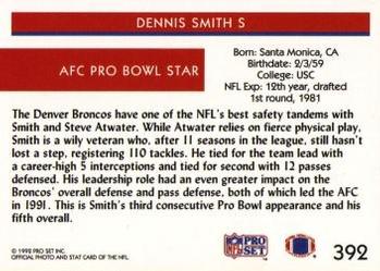 1992 Pro Set #392 Dennis Smith Back
