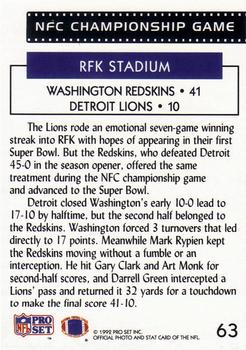 1992 Pro Set #63 NFC Championship Back