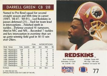1992 Pro Set #77 Darrell Green Back