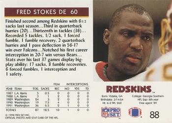 1992 Pro Set #88 Fred Stokes Back