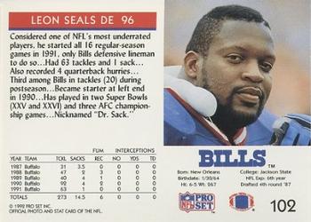 1992 Pro Set #102 Leon Seals Back