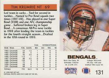 1992 Pro Set #131 Tim Krumrie Back