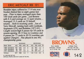 1992 Pro Set #142 Eric Metcalf Back